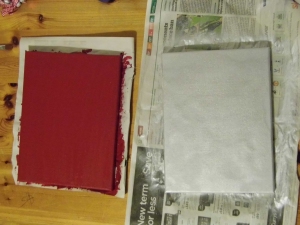 Paint your back ground colour onto your canvases. Leave to dry before continuing to the next step.