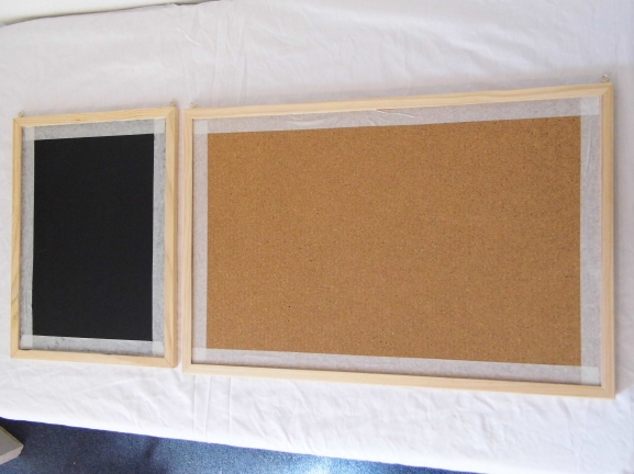 Take your memo board (also wanted to re-vamp my chalk board so it's included in this step) prepare it for painting by  placing masking tape on the edge of where you would like to paint. Then paint! 