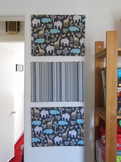 I had some coordinating fabric so I decided to cover three boards in total.
